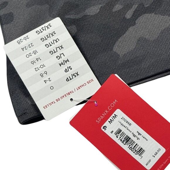 Spanx NWT Leggings Grn Camo Cropped Look at Me Now Seamless Leggings Size Medium - Picture 10 of 11